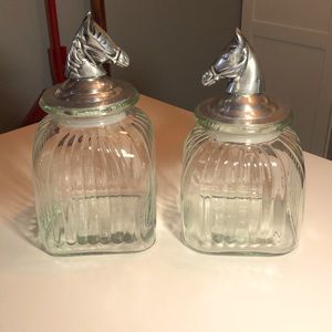 {SOLD! Elsewhere. Should of purchased them!} 6”x 7” RARE horse head canisters.